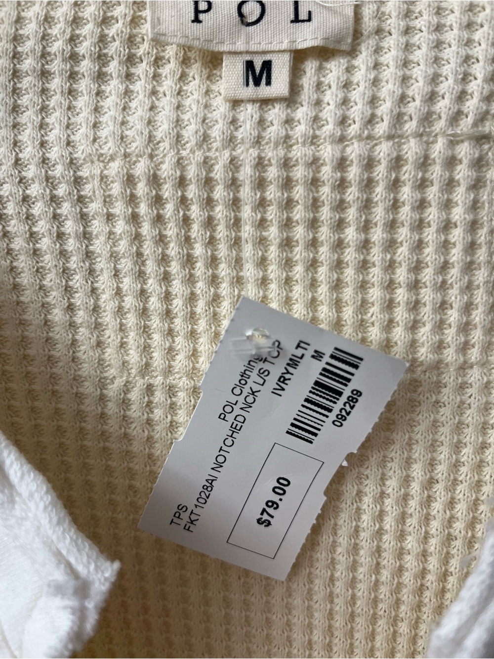 POL Cream and White Colorblock Waffle-Knit Pullover - Picture 3 of 3